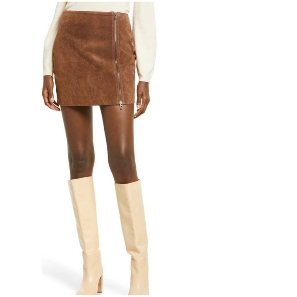 Brown Suede Skirt with Zipper Detail.  New with Tags